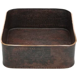 Premier Copper Products 19" Rectangle Copper Bathroom Sink, Oil Rubbed Bronze, PVTREC19DB