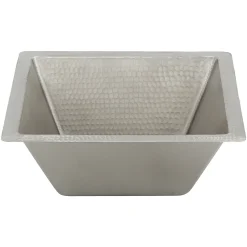 Premier Copper Products 15" Square Copper Bathroom Sink, Nickel, LSQ15EN