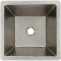 Premier Copper Products 15" Square Copper Bathroom Sink, Nickel, LSQ15EN