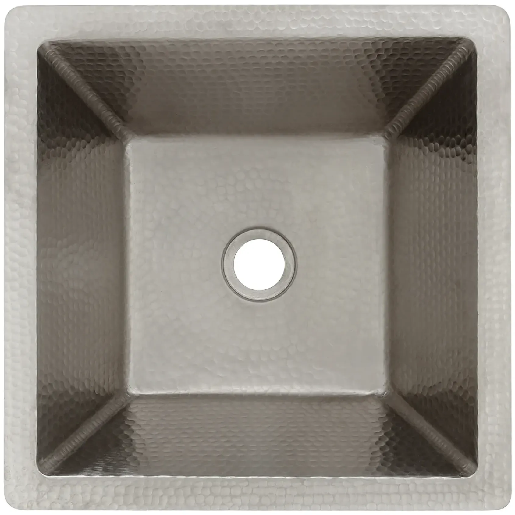 Premier Copper Products 15" Square Copper Bathroom Sink, Nickel, LSQ15EN