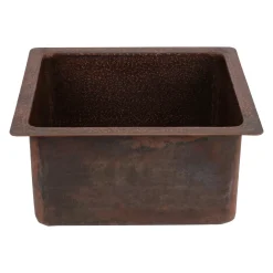 Premier Copper Products 16" Rectangle Terra Firma Copper Bar/Prep Sink, Dark Brown, 10 Gauge, TFBREC16DB