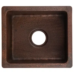 Premier Copper Products 16" Rectangle Terra Firma Copper Bar/Prep Sink, Dark Brown, 10 Gauge, TFBREC16DB