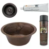 Premier Copper Products 16" Round Copper Prep Bar Sink w/ Grapes and 3.5" Drain Opening, Matching Drain and Accessories, Oil Rubbed Bronze, BSP5_BR16GDB3-D