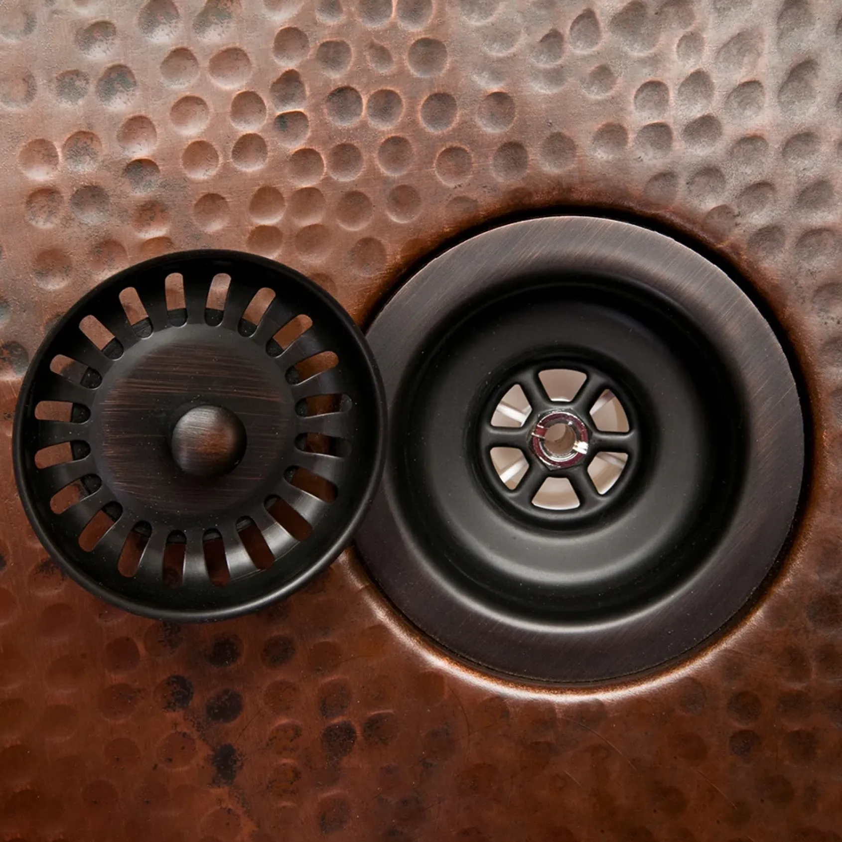 Premier Copper Products 16" Round Copper Prep Bar Sink w/ Grapes and 3.5" Drain Opening, Matching Drain and Accessories, Oil Rubbed Bronze, BSP5_BR16GDB3-D