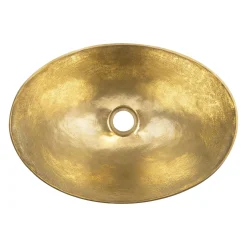 Premier Copper Products 17" x 12" Oval Vessel - Above Counter Terra Firma Brass Bathroom Sink, TFVO17PB
