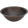 Premier Copper Products 17" Round Copper Bathroom Sink, Oil Rubbed Bronze, LR17FDB
