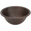 Premier Copper Products 14" Round Copper Bathroom Sink, Oil Rubbed Bronze, LR14RDB