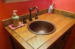 Premier Copper Products 14" Round Copper Bathroom Sink, Oil Rubbed Bronze, LR14RDB