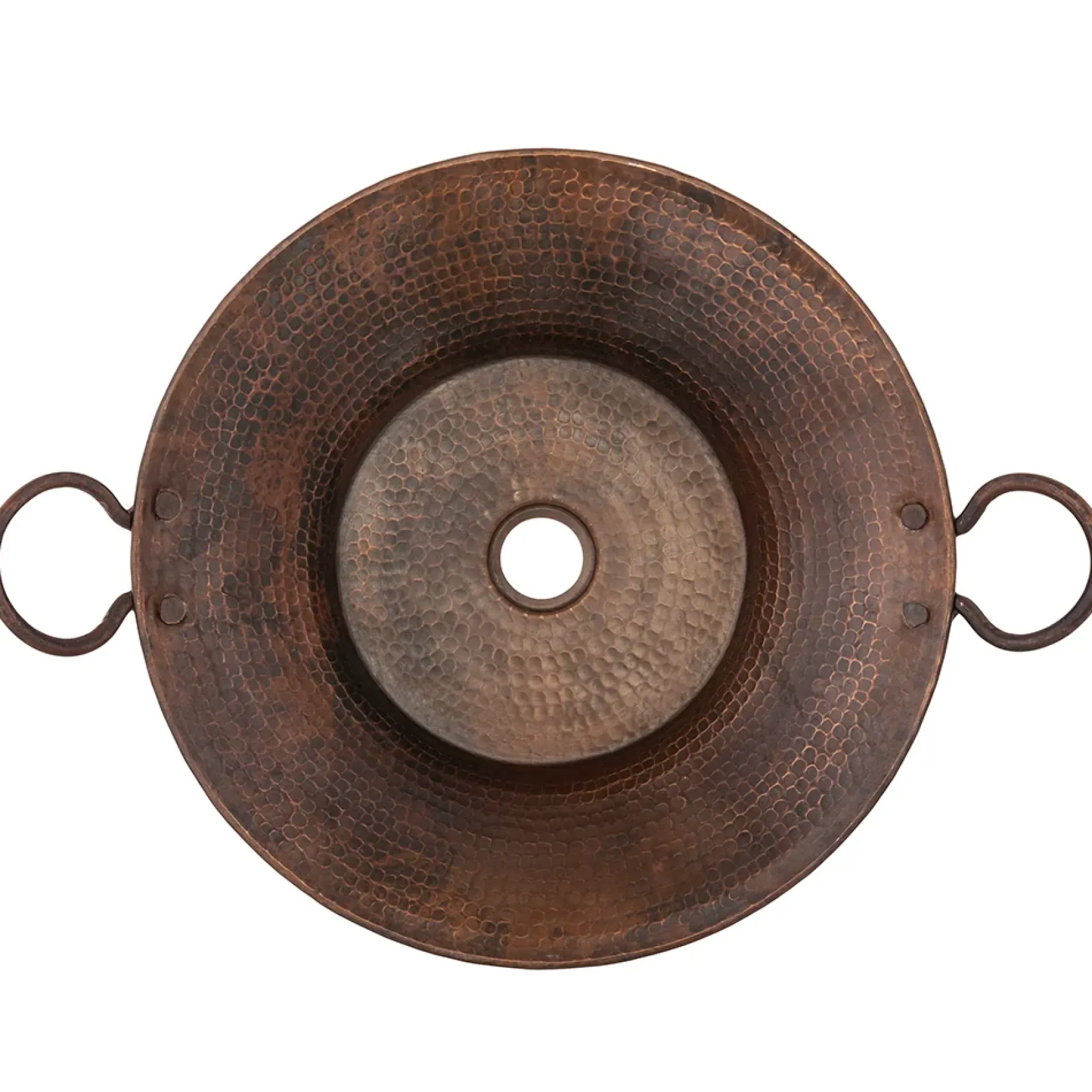Premier Copper Products 16" Round Miners Pan Vessel Hammered Copper Bathroom Sink, Matching Drain and Accessories, Oil Rubbed Bronze, BSP5_VR16MPDB-P