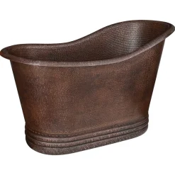 Premier Copper Products 52" Hammered Copper Freestanding Bathtub, Oil Rubbed Bronze, BTS52DB