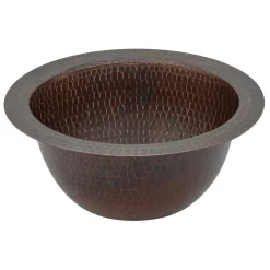 Premier Copper Products 10" Round Dual - Undermount or Drop In Copper Bathroom Sink, Oil Rubbed Bronze, 17 Gauge, LR10FDB