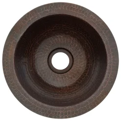 Premier Copper Products 10" Round Dual - Undermount or Drop In Copper Bathroom Sink, Oil Rubbed Bronze, 17 Gauge, LR10FDB