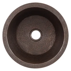 Premier Copper Products 14" Round Terra Firma Copper Bar/Prep Sink, Dark Brown, 10 Gauge, TFBR14DB2