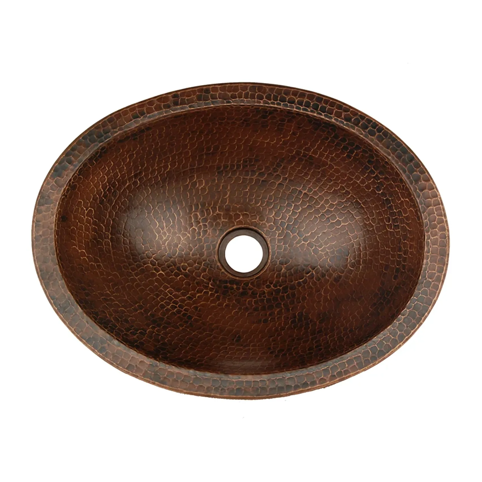 Premier Copper Products 17" Compact Oval Skirted Vessel Hammered Copper Bathroom Sink, Matching Drain and Accessories, Oil Rubbed Bronze, BSP5_VO17SKDB-P