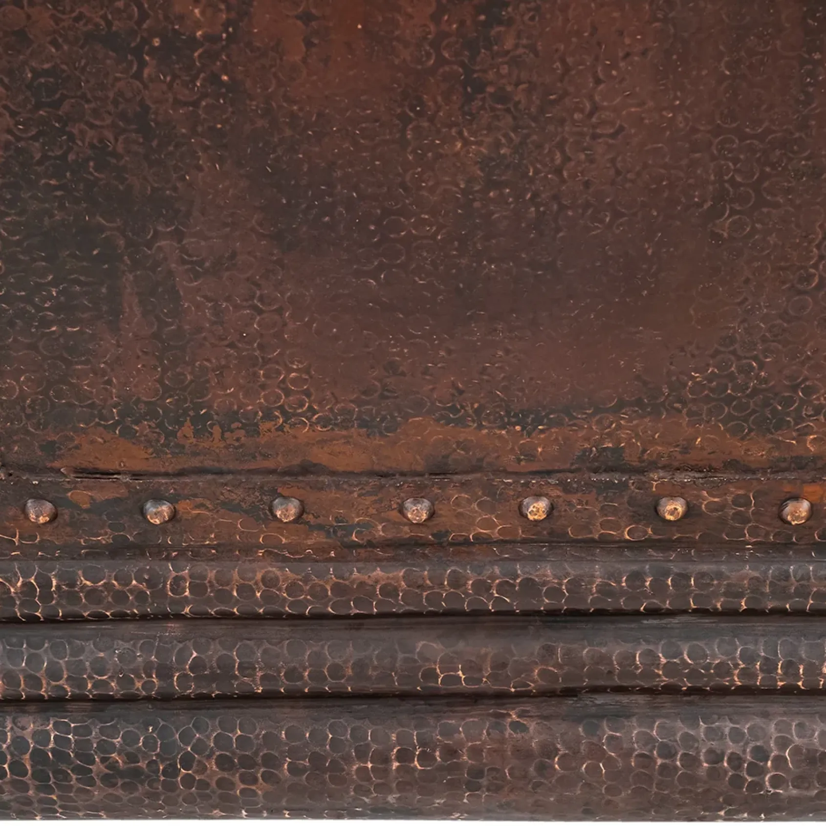 Premier Copper Products 67" Hammered Copper Double Slipper Bathtub With Rings, BTDR67DB