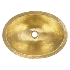 Premier Copper Products 19" x 14" Oval Dual - Undermount or Drop In Terra Firma Brass Bathroom Sink, TFLO19FPB
