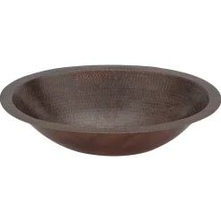 Premier Copper Products 19" Oval Copper Bathroom Sink, Oil Rubbed Bronze, LO19FDB
