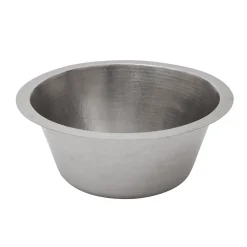 Premier Copper Products 16" Round Hammered Copper Prep Bar Sink in Nickel w/ 3.5" Drain Opening, Matching Drain and Accessories, BSP5_BR16EN3-G