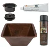 Premier Copper Products 15" Square Hammered Copper Bar/Prep Sink w/ 3.5" Drain Opening, Matching Drain and Accessories, Oil Rubbed Bronze, BSP5_BS15DB3-G