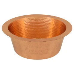 Premier Copper Products 12" Round Hammered Copper Bar Sink with 2" Drain Opening in Polished Copper, Matching Drain and Accessories, BSP5_BR12PC2-B