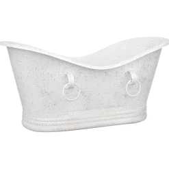 Premier Copper Products 67" Hammered Copper Freestanding Bathtub, Glazed White, BTDR67WHT