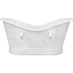 Premier Copper Products 67" Hammered Copper Freestanding Bathtub, Glazed White, BTDR67WHT