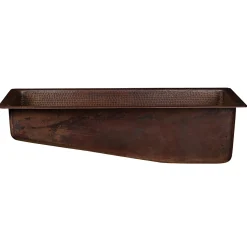 Premier Copper Products 28" Rectangle Hammered Copper Slanted Bar/Prep Sink with 3.5" Drain Opening, Matching Drain and Accessories, Oil Rubbed Bronze, BSP5_BRECSL28DB3-D