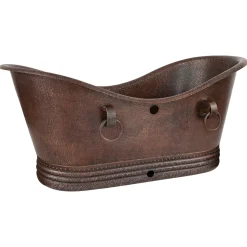 Premier Copper Products 72" Hammered Copper Freestanding Bathtub, Oil Rubbed Bronze, BTDR72DBOF