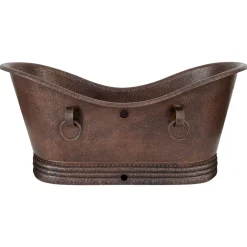 Premier Copper Products 72" Hammered Copper Freestanding Bathtub, Oil Rubbed Bronze, BTDR72DBOF