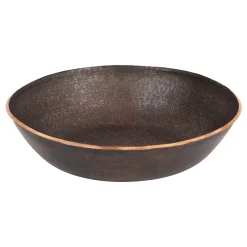 Premier Copper Products 17" Round Vessel - Above Counter Terra Firma Copper Bathroom Sink, Dark Brown, 10 Gauge, TFVR17DB