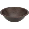 Premier Copper Products 17" Round Copper Bathroom Sink, Oil Rubbed Bronze, LR17RDB