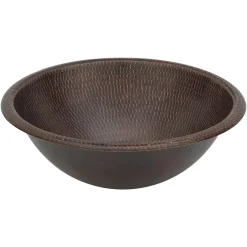 Premier Copper Products 17" Round Copper Bathroom Sink, Oil Rubbed Bronze, LR17RDB