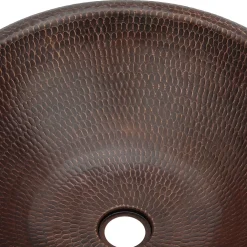 Premier Copper Products 17" Round Copper Bathroom Sink, Oil Rubbed Bronze, LR17RDB