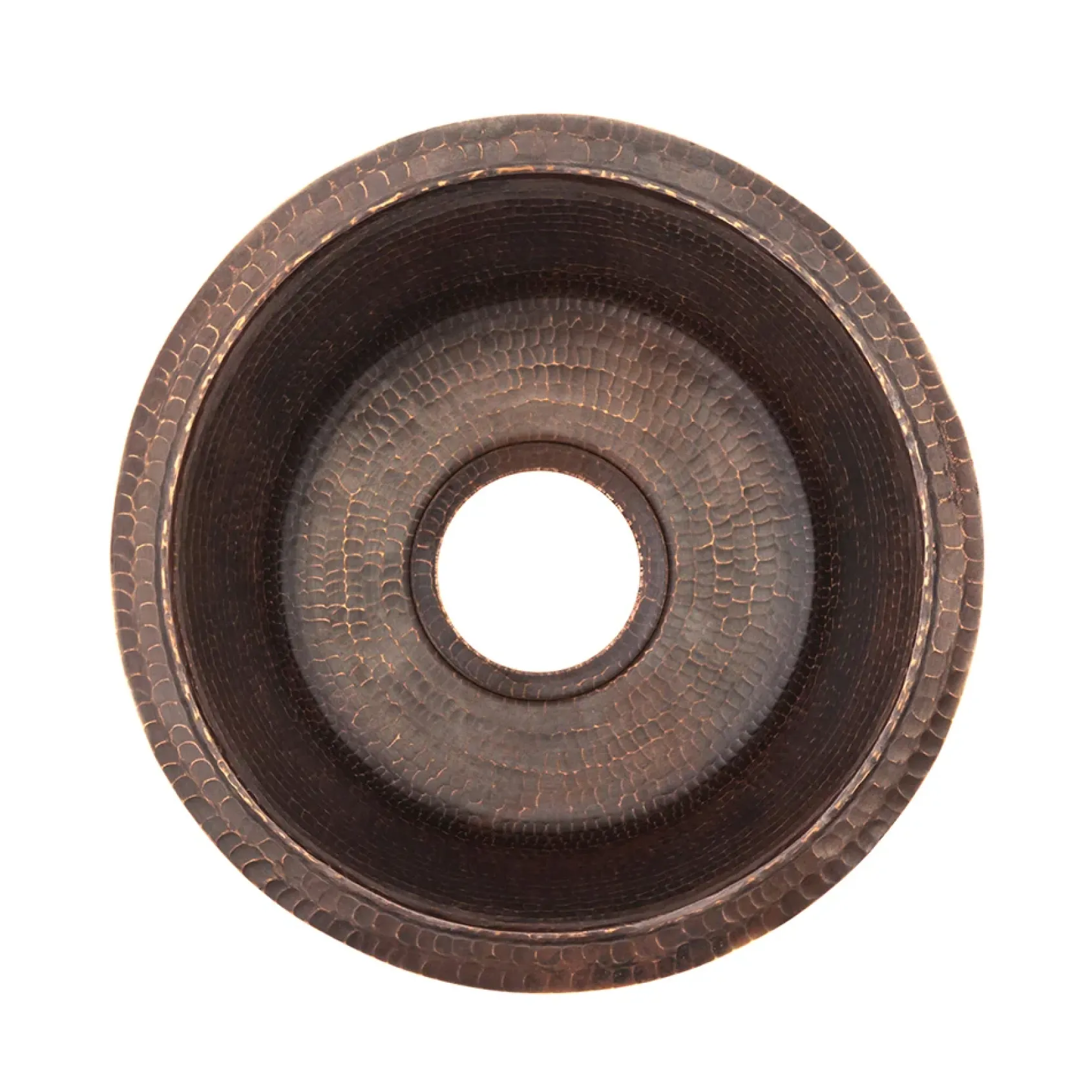 Premier Copper Products 16" Round Hammered Copper Prep Bar Sink w/ 3.5" Drain Opening, Matching Drain and Accessories, Oil Rubbed Bronze, BSP5_BR16DB3-G