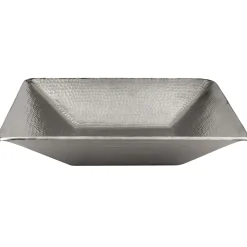 Premier Copper Products 17" Modern Rectangle Hand Forged Old World Copper Vessel Bathroom Sink in Nickel, Matching Drain and Accessories, BSP5_PVMRECEN-P
