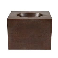 Premier Copper Products 24" Hammered Copper Wall Mount Bathroom Vanity with Sink, Single Faucet Hole, 17 Gauge, Oil Rubbed Bronze, VADB24181
