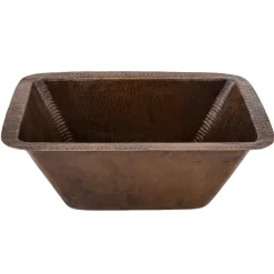 Premier Copper Products 17" Rectangle Copper Prep Bar Sink w/ 3.5" Drain Opening, Matching Drain and Accessories, Oil Rubbed Bronze, BSP5_BRECDB3-G