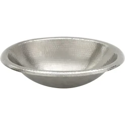 Premier Copper Products 17" Oval Copper Bathroom Sink, Nickel, LO17REN
