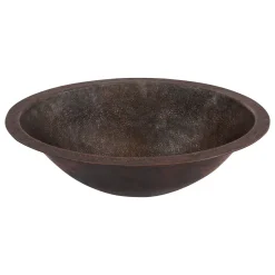 Premier Copper Products 19" x 14" Oval Dual - Undermount or Drop In Terra Firma Copper Bathroom Sink, Dark Brown, 10 Gauge, TFLO19FDB