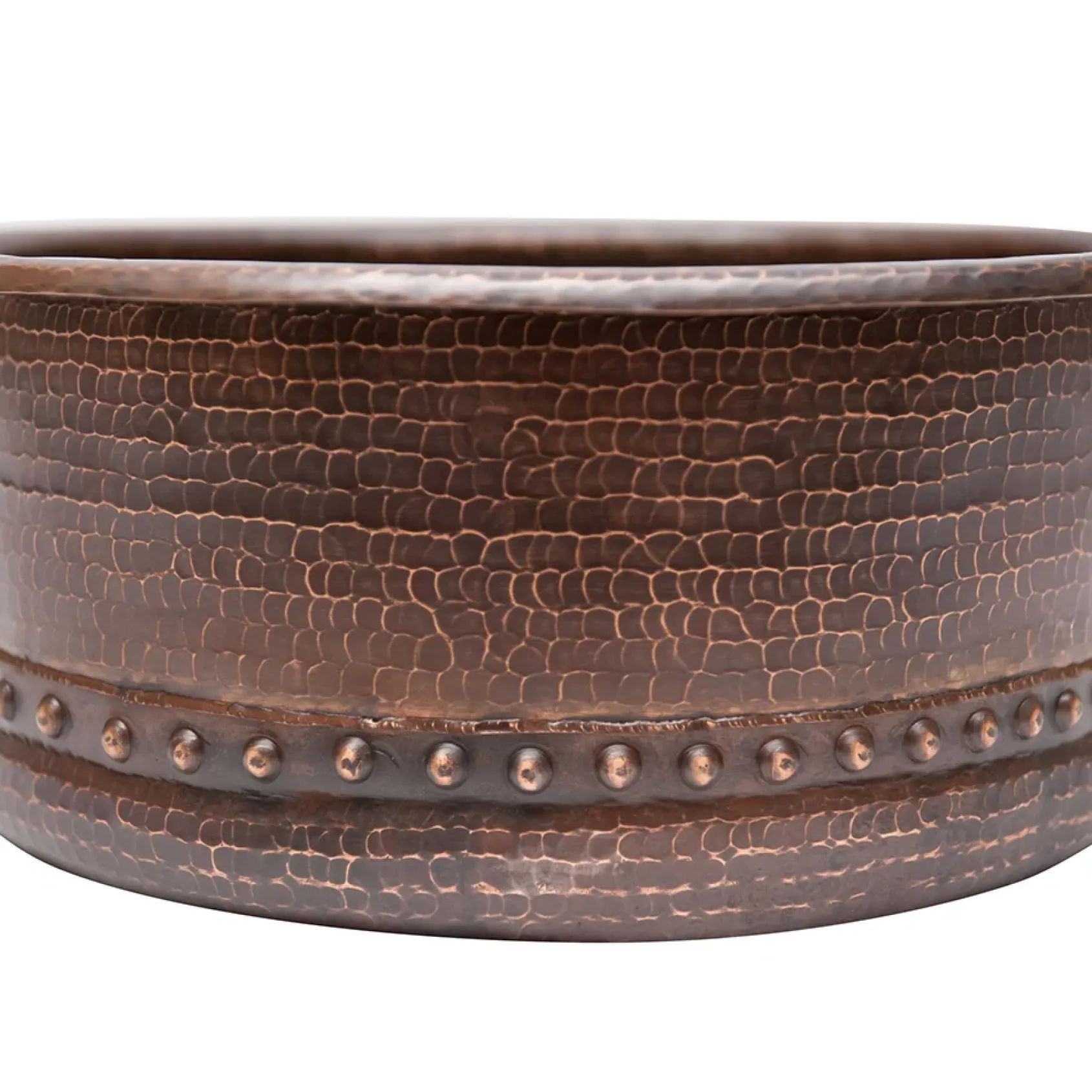 Premier Copper Products 15" Round Vessel Tub Hammered Copper Bathroom Sink, Matching Drain and Accessories, Oil Rubbed Bronze, BSP5_VRT15DB-P