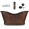 Premier Copper Products 67" Hammered Copper Double Slipper Bathtub and Drain Package, Oil Rubbed Bronze, BSP5_BTD67DB
