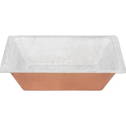 Premier Copper Products 19" x 16" Rectangle Dual - Undermount or Drop In Copper Bathroom Sink, Glazed White, 17 Gauge, LREC19WHT