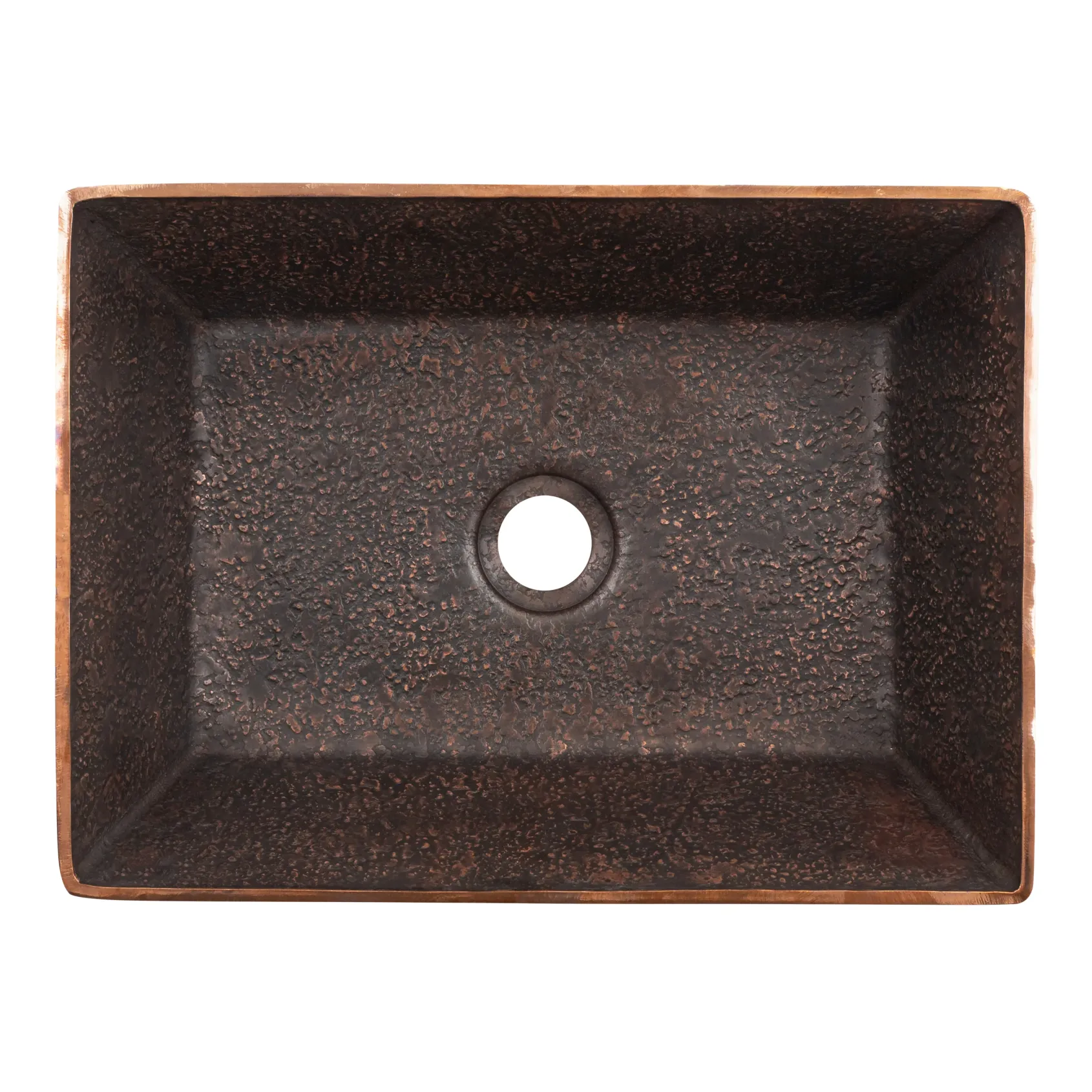Premier Copper Products 15" x 11" Rectangle Vessel - Above Counter Terra Firma Copper Bathroom Sink, Dark Brown, 10 Gauge, TFVREC15DB