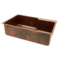 Premier Copper Products 33" Copper Kitchen Sink, Oil Rubbed Bronze, KSFDB33229
