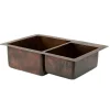 Premier Copper Products 33" Copper Kitchen Sink, 60/40 Double Bowl, Oil Rubbed Bronze, K60DB33229