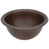 Premier Copper Products 12" Round Copper Bathroom Sink, Oil Rubbed Bronze, LR12RDB