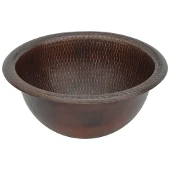 Premier Copper Products 12" Round Copper Bathroom Sink, Oil Rubbed Bronze, LR12RDB