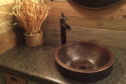 Premier Copper Products 17" Round Copper Bathroom Sink, Oil Rubbed Bronze, VR17SKDB