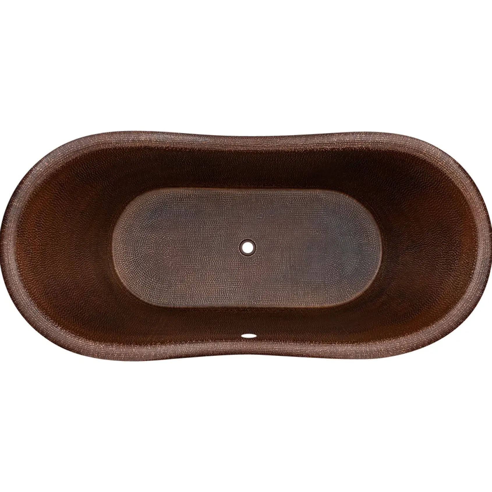 Premier Copper Products 72" Hammered Copper Double Slipper Bathtub with Rings and Overflow Holes and Drain Package, Oil Rubbed Bronze, BSP5_BTDR72DBOF