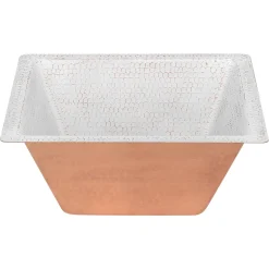 Premier Copper Products 15" Square Copper Bar/Prep Sink, Glazed White, 16 Gauge, BS15WHT2